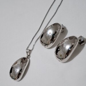 Conjunto Brinco e Colar Banho de Ródio