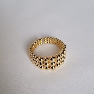 Anel Mini Esferas Regulável Dourado