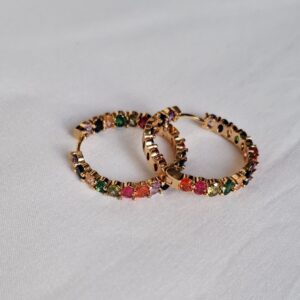 Brinco Argola Zircônias Coloridas