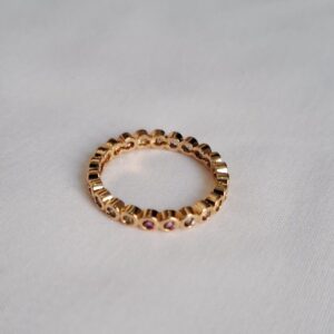 Anel Dourado Zircônias Coloridas